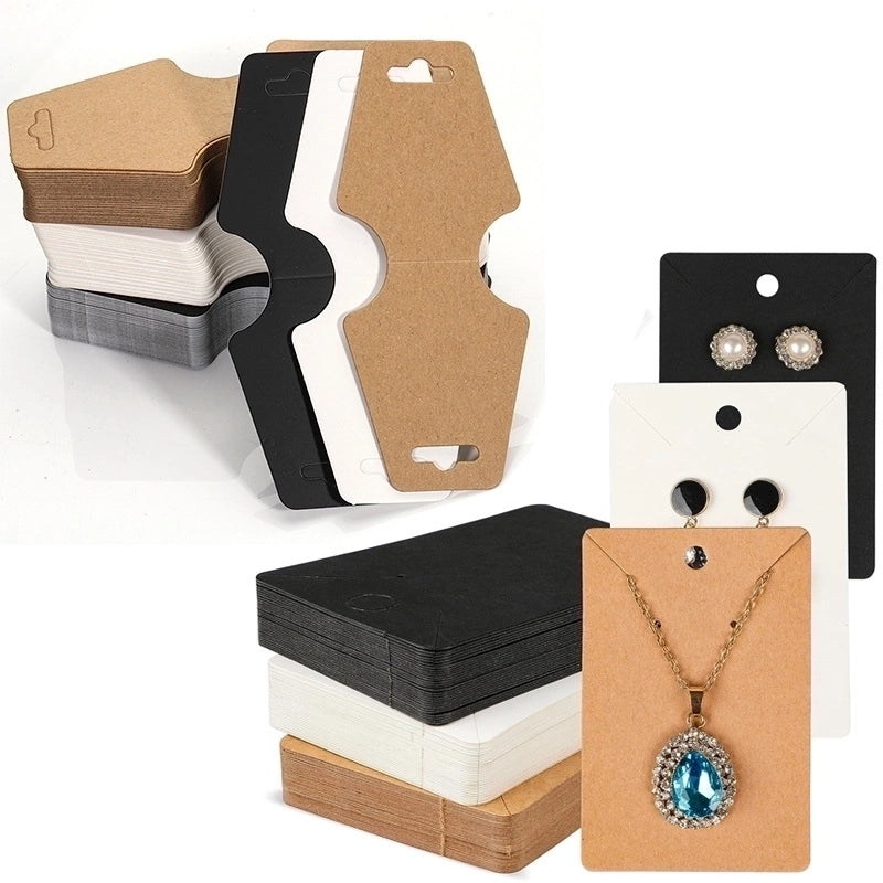 In Stock Blank Cowhide Folding Card Jewelry Packaging Hair Accessories Hanging Card Independent In Stock Direct