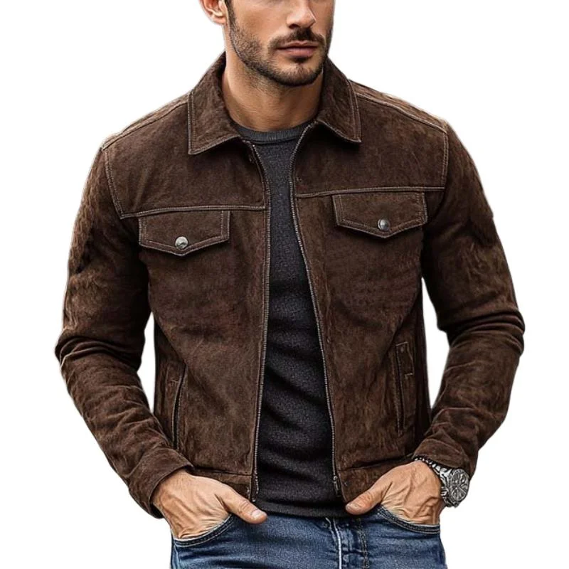 Men's Classic Casual Slim Fit Suede Jacket