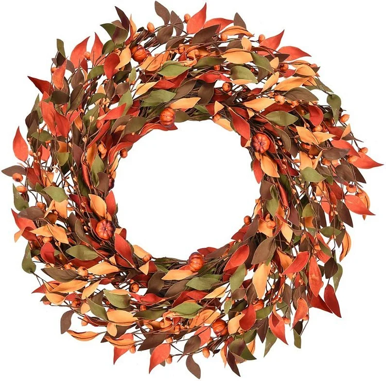 Artificial Pumpkin Wreath Thanksgiving Wreaths Outdoor Autumn Wreath | AvasHome
