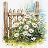 Daisy Fence-18CT Stamped Cross Stitch 25*25cm/9.84*9.84in tapestrymarket