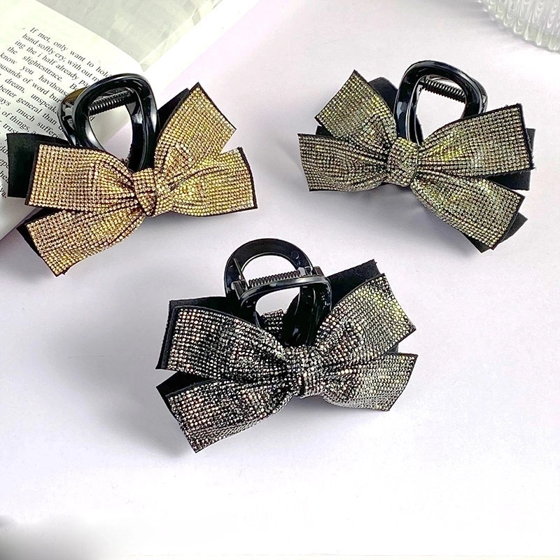 Women’s Minimalist Commute Bow Knot Plastic Inlay Rhinestones Hair Claws