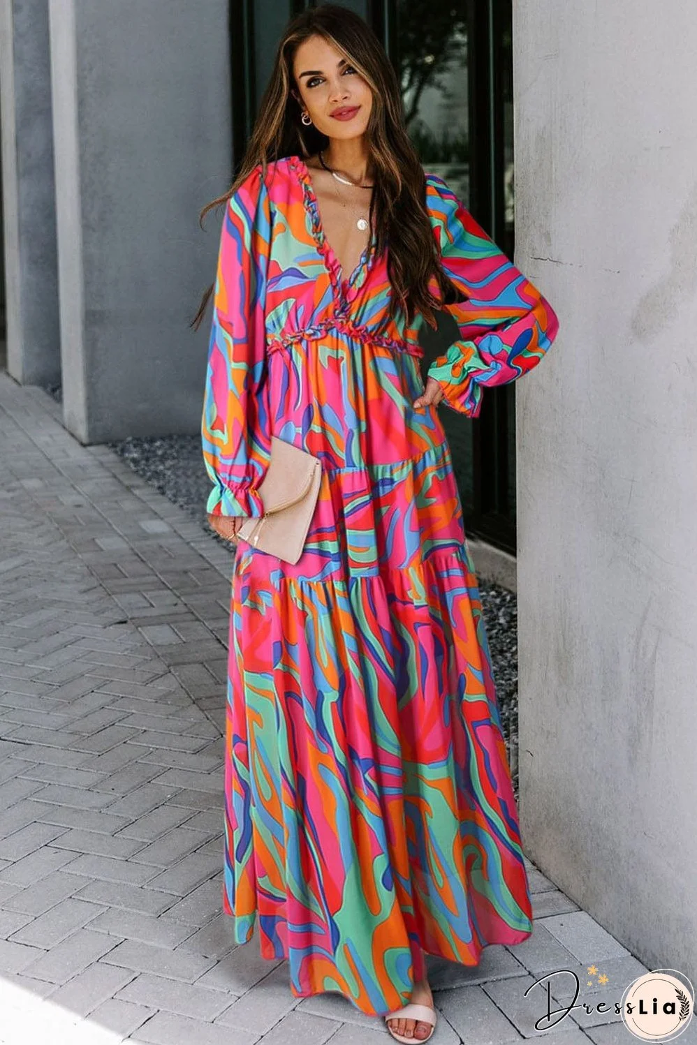 Casual Long-sleeved Dress With Big Swing