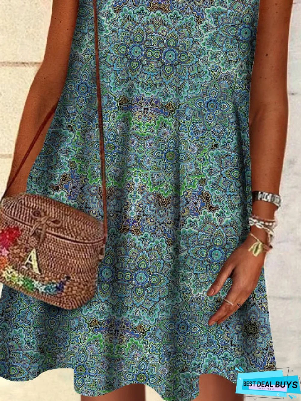 Casual Loose V neck Sleeveless Dress