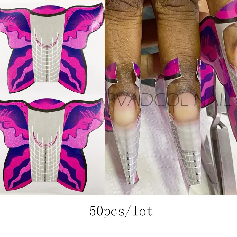 50pcs Acrylic Nails Tips Extension XXXL Extra Long Nail Forms Sculpting Guide Stickers Paper UV Gel Form Manicure Tool-Nail Inspo