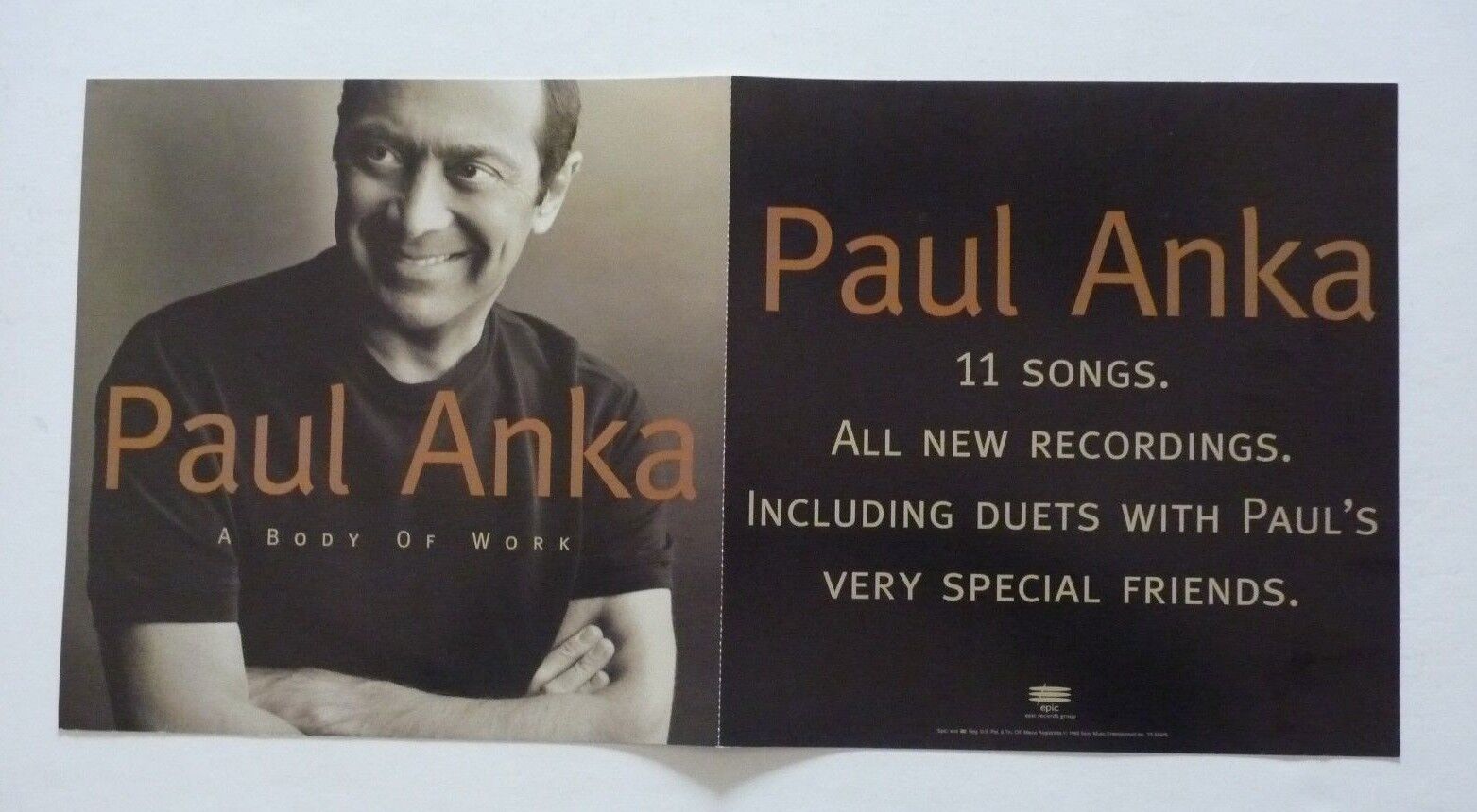 Paul Anka Body of Work Promo LP Record Photo Poster painting Flat 12x24 Poster