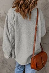 Gray Flap Pockets Button Front Teddy Coat