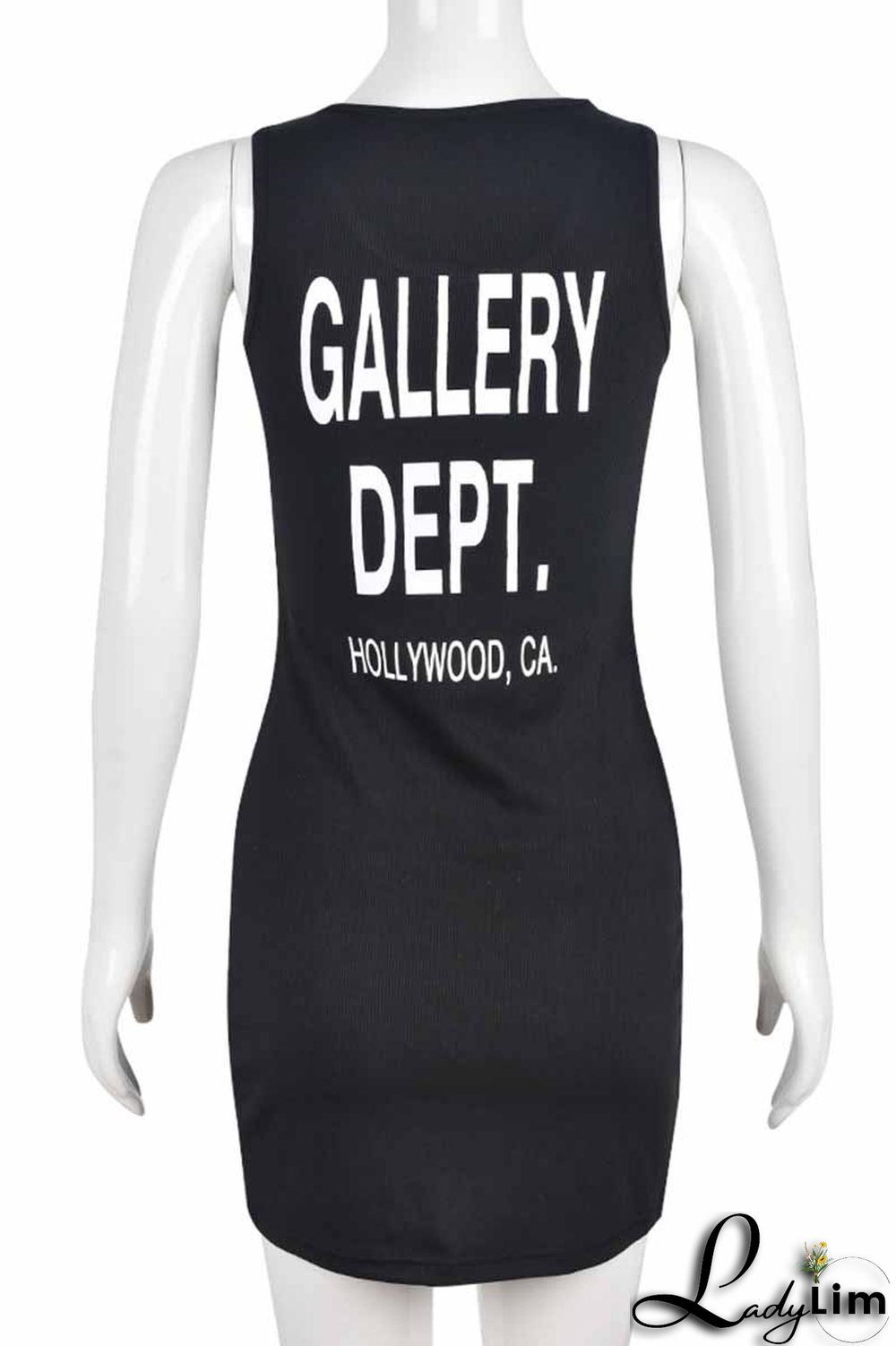 Grey Street Print Letter U Neck One Step Skirt Dresses
