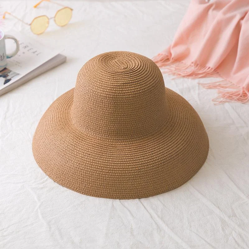 Women French Retro Large Brimmed Straw Hat Female Summer Sun Shade Hat