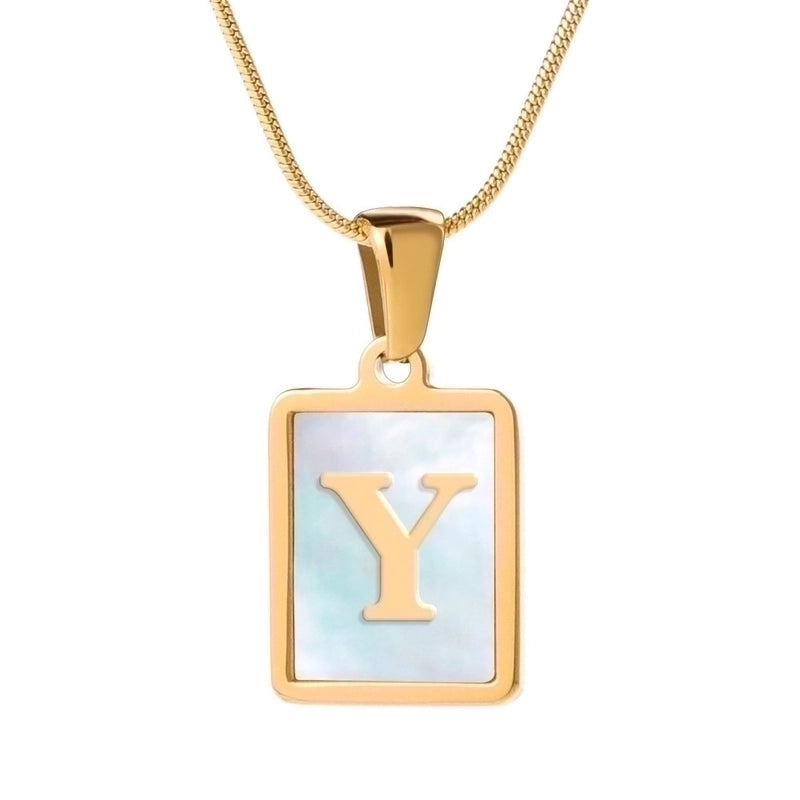 Stainless Steel 18K Gold Plated Casual Commute Plating Inlay Letter Shell Pendant Necklace