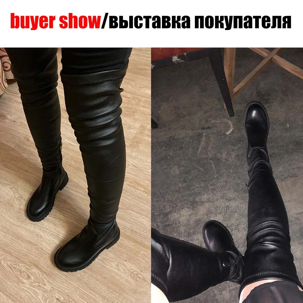 Brand Design Skidproof Sole Cosy Chunky Heels Fashion Stylish Leisure Cool Add Fur Winter Over The Knee High Boots Shoes Women