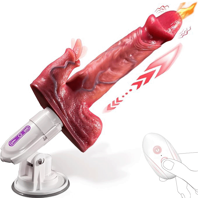 Hands-Free 8 Vibrating & Thrusting  Remote Control Tongue-Licking Dildo G Spot Clitoral Anal Stimulation Vibrator