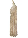 Fringed Sequined See-Through V-neck Maxi Dress