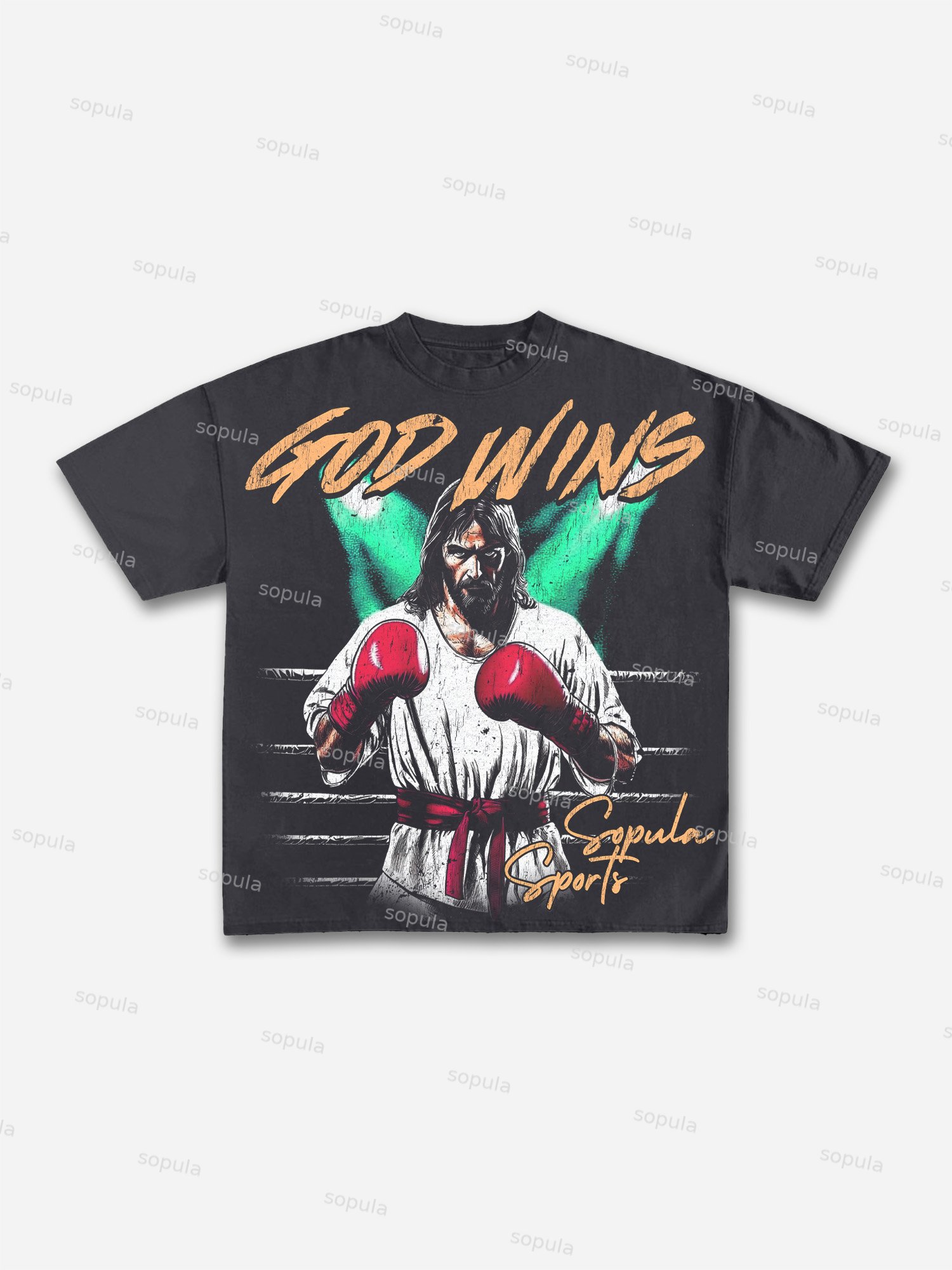 God Wins Boxing Graphic Cotton T-shirt - Sopula｜Premium Graphic Tees & Graphic Clothing