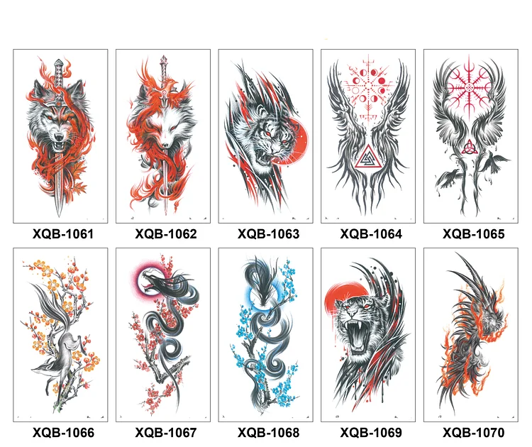 10 Sheets Art Waterproof Half Arm Temporary Tatto