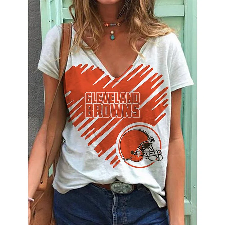 Cleveland Browns  Lightweight Short Sleeve V-Neck T-Shirt