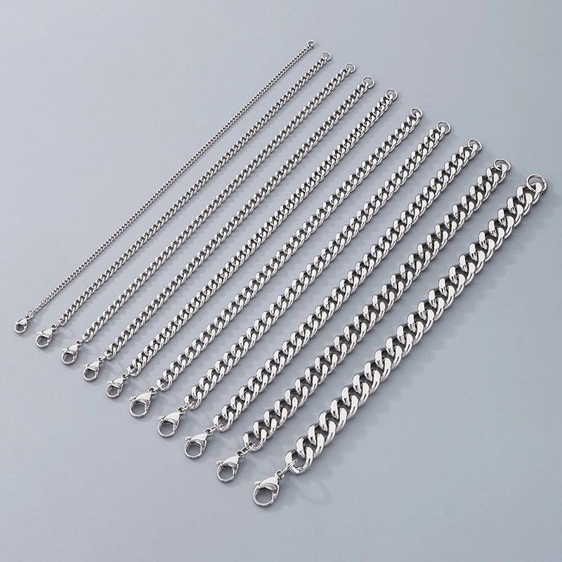 Stainless Steel Personality Fashion Trend Simple Two-Side Grinding Cuban Link Chain Bracelet Accessories