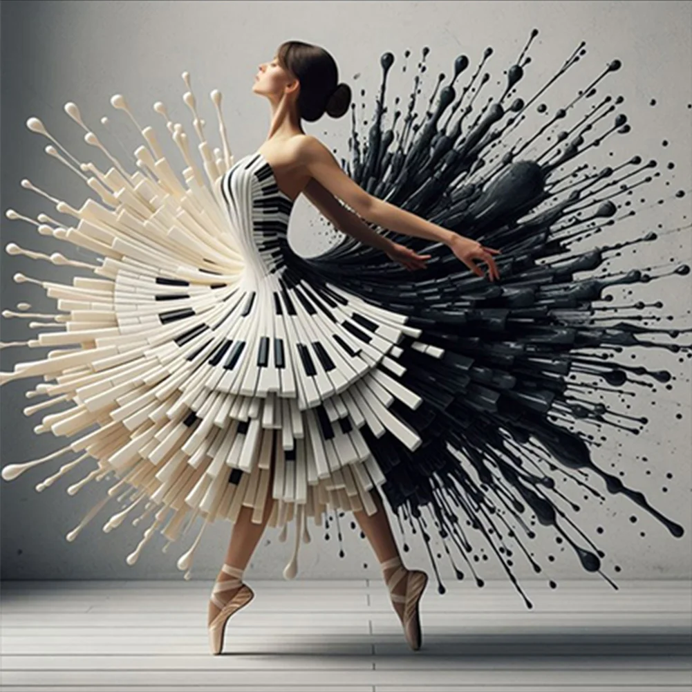 2pcs Diamond Painting - Full Round Drill - Piano Beauty(Canvas|40*40cm)