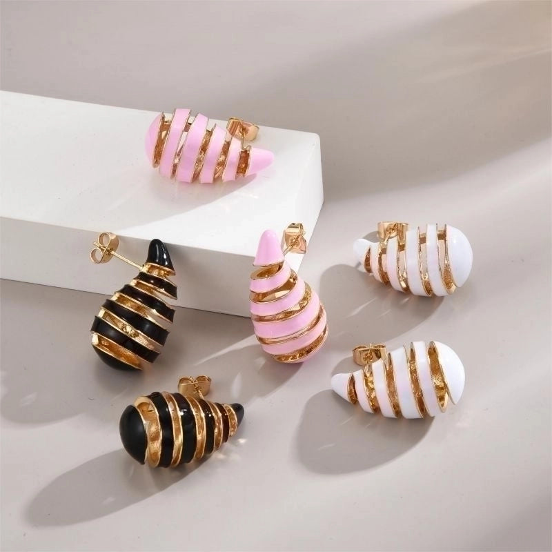 1 Pair Minimalist Water Droplets Enamel Plating Copper 18k Gold Plated Ear Studs