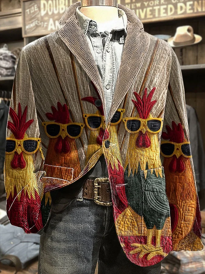 Men's Retro Thanksgiving Turkey Casual Blazer 