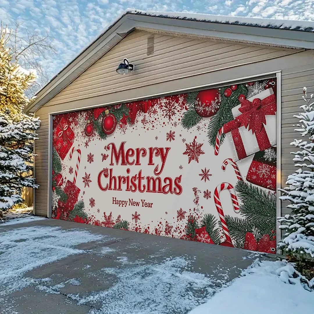 Garage Door Banner Decoration Christmas Background