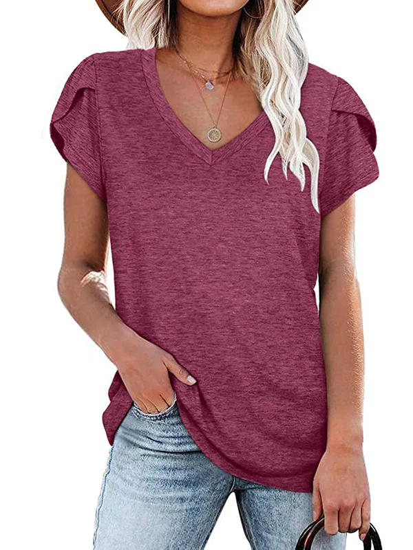 8 Colors Casual Pure Color Short Sleeves T-Shirt Top