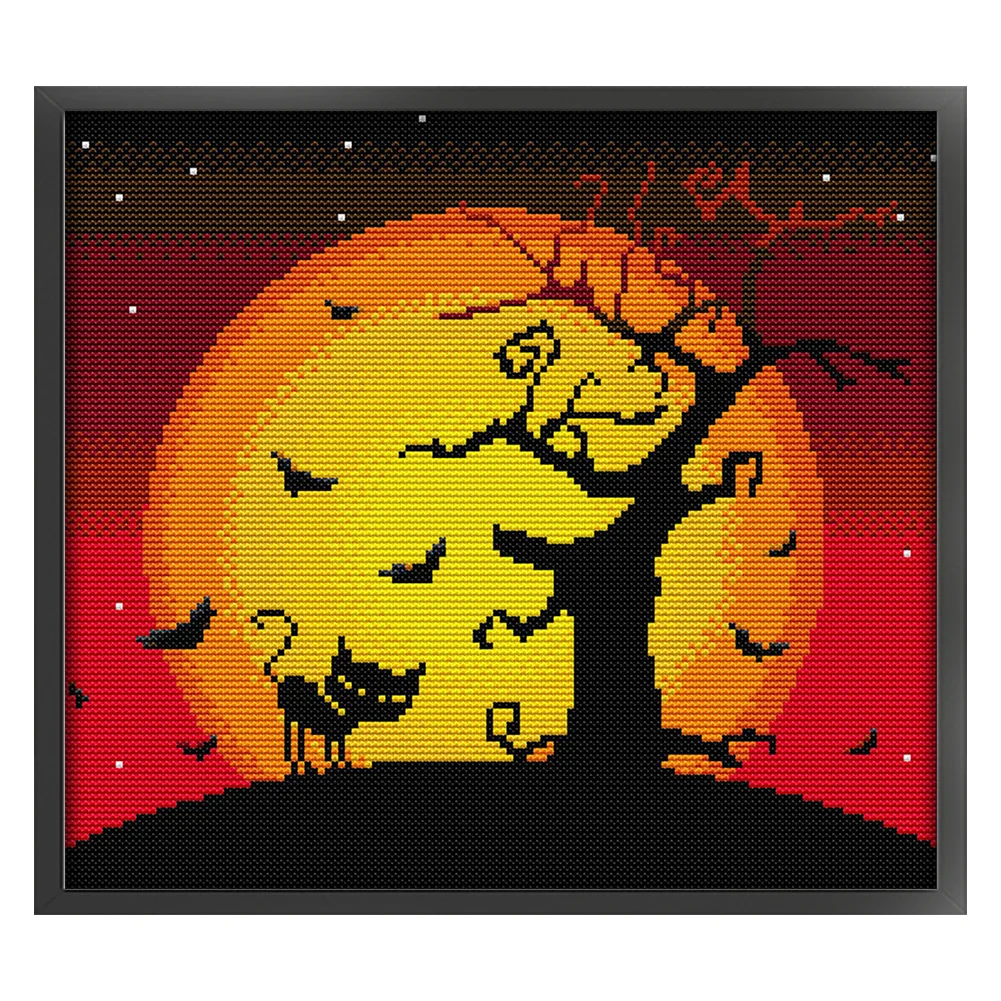 14CT Full Stamped Cross Stitch - Halloween(Canvas|31*29CM)