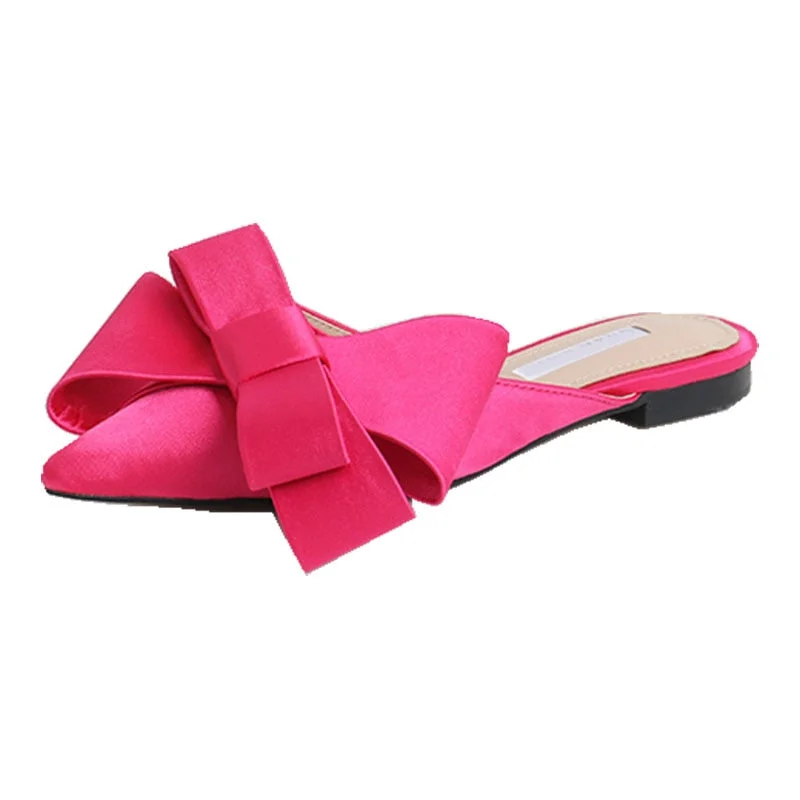 Pantuflas Femme size41flats closed toe slides women sandals korean pointy mules real silk quality slippers woman beach shoes new