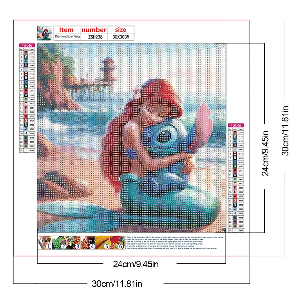 Diamond Painting - Full Round Drill - Stitch With Princess(Canvas|30*30cm)