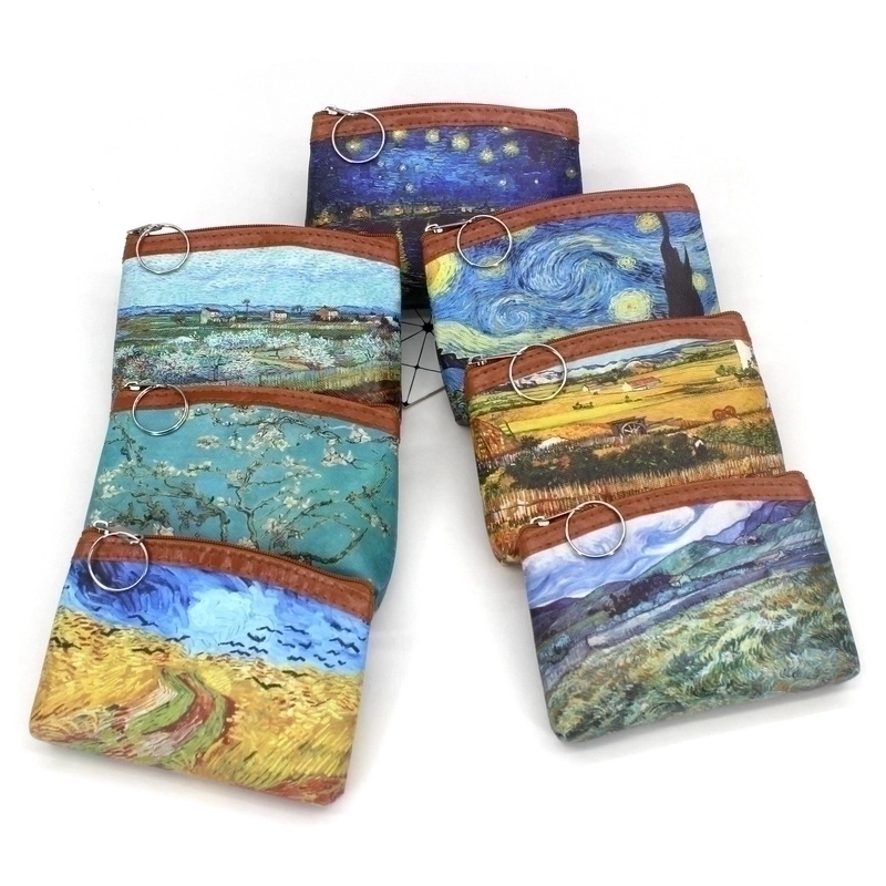 Women’s Oil Painting Pu Leather Zipper Coin Purses