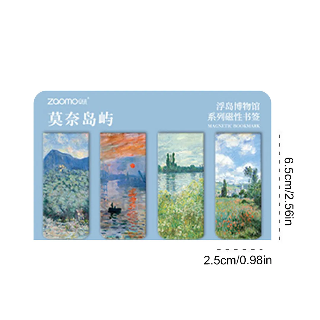 12Pcs Magnetic Art Painting Bookmark Reusable Art Works Page Clip with Strong Magnet Double-Sided for Students Home Office Reading Supplies (Style B)