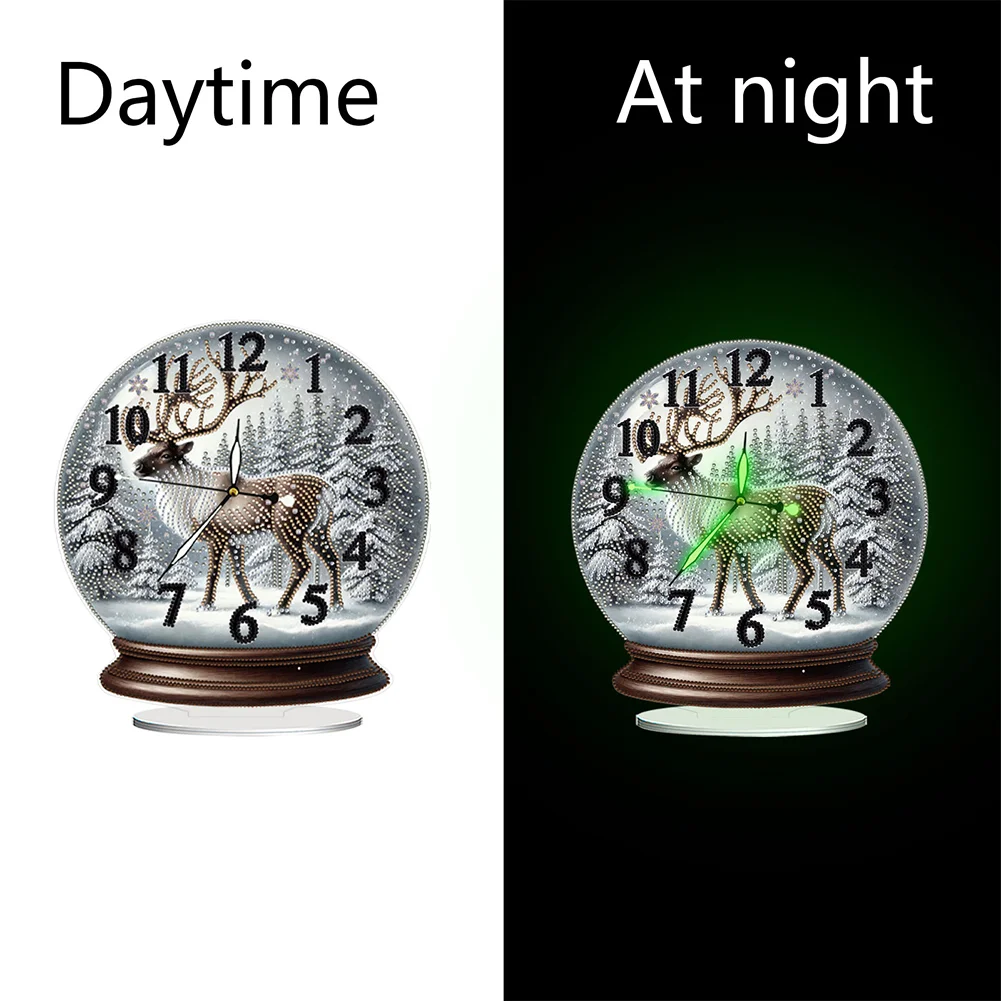 Christmas Crystal Ball Design 2D Flat Acrylic DIY Diamond Painting Clock Kit