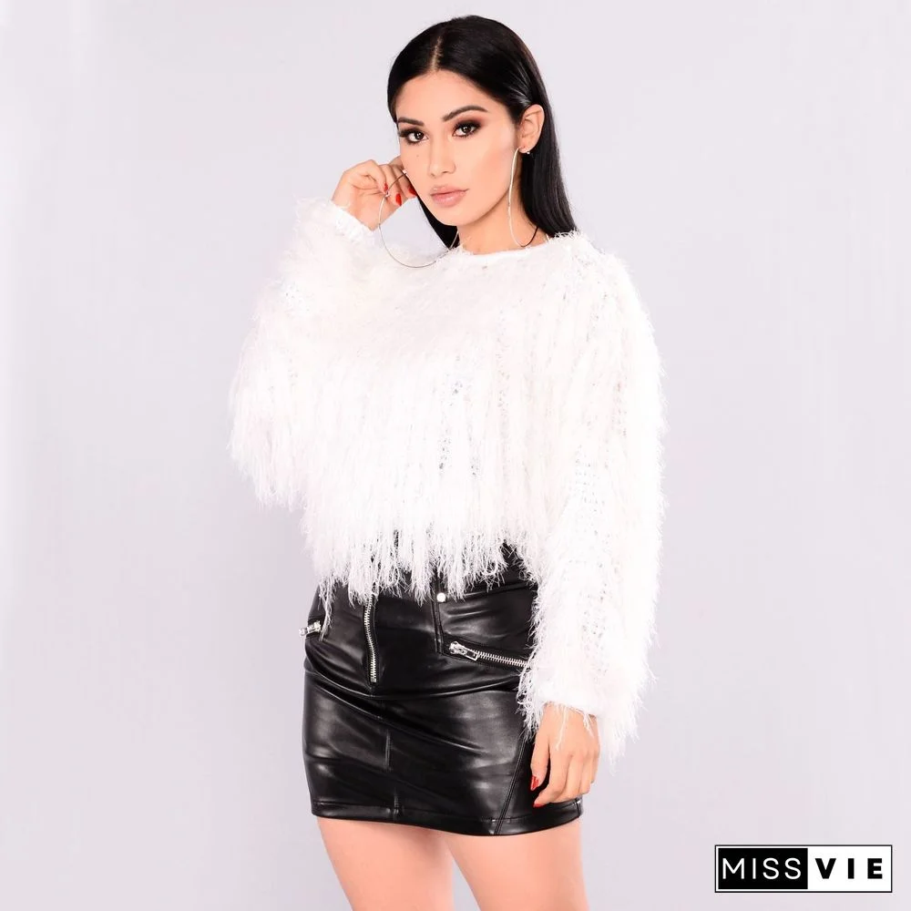 Autumn and Winter Fringed Pullover