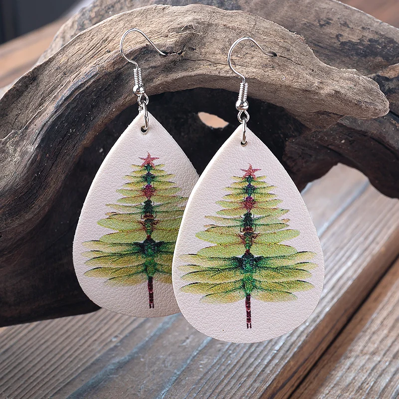 Water drop Christmas tree Dragonfly leopard Earrings