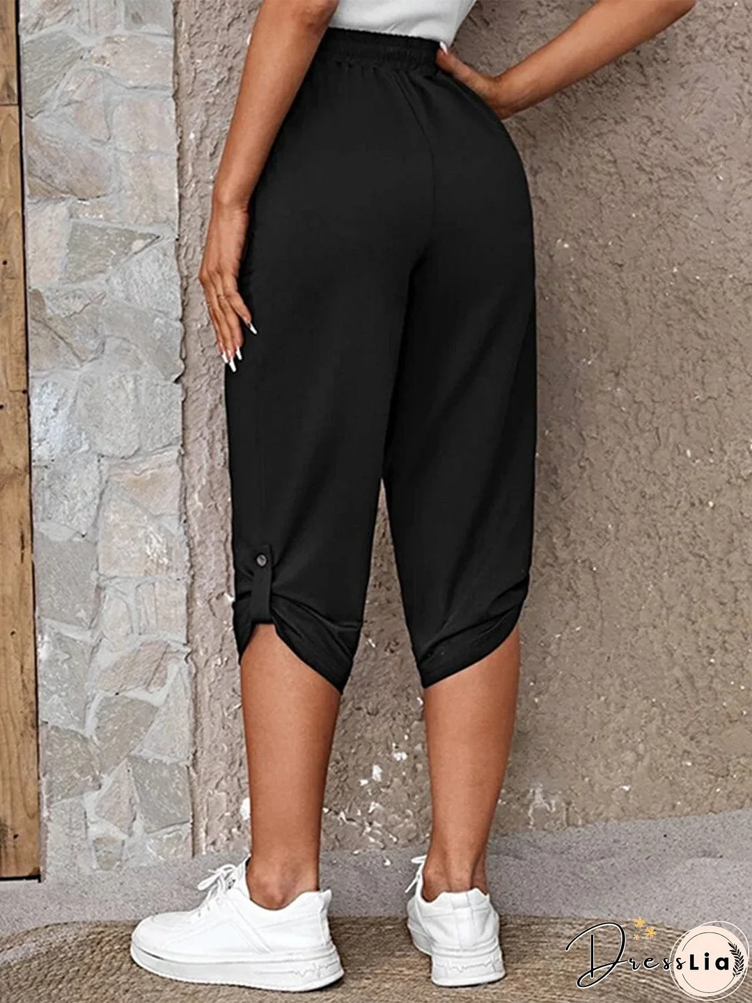 Full Size Roll-Tab Capris Pants