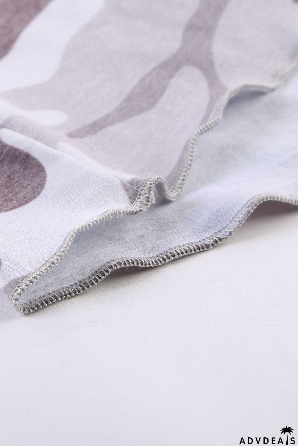 Women's Gray Camouflage Print Short Sleeve Tee