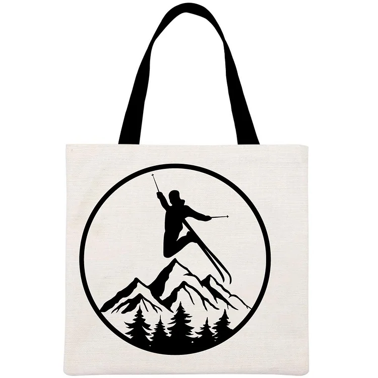 ski Printed Linen Bag-Annaletters