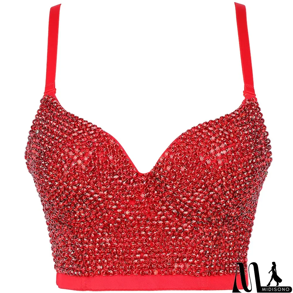MidiSono - Fashionable Bright Rhinestone Top