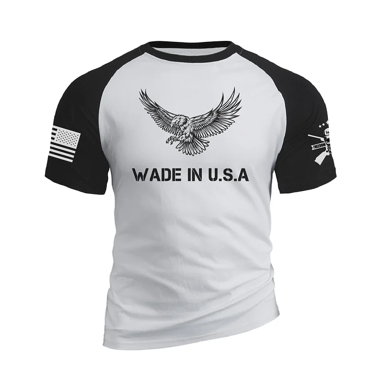 WADE IN USA AND EAGLE RAGLAN GRAPHIC TEE