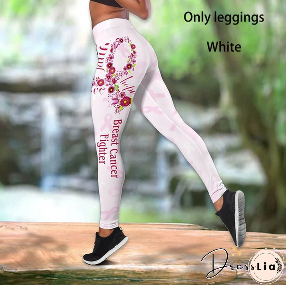 Breast Cancer-Faith Hope Love 3D Print Two Pieces Set Sleeveless Shirt And Legging Summer Combo Tank Top & Legging Outfit Plus Size S-5Xl