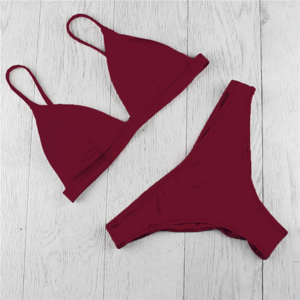 2020 Swimwear Women Sexy Push Up Unpadded Brazilian Bikini Set Women summer Bikini Set Swimsuit Triangle Swimwear Bathing Suit