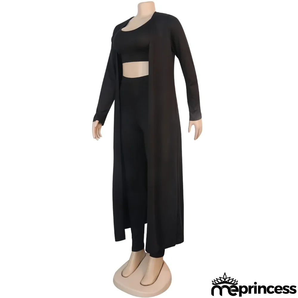 Autumn 3PC Casual Solid Pants Suit