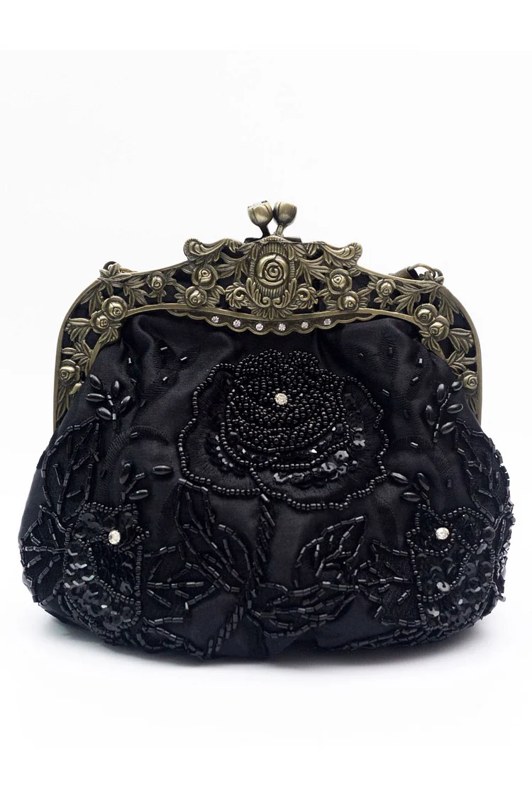 Evening Floral Bead Sequin Embroidery Metal Relief Clutch Bag 2024 - Xpluswear