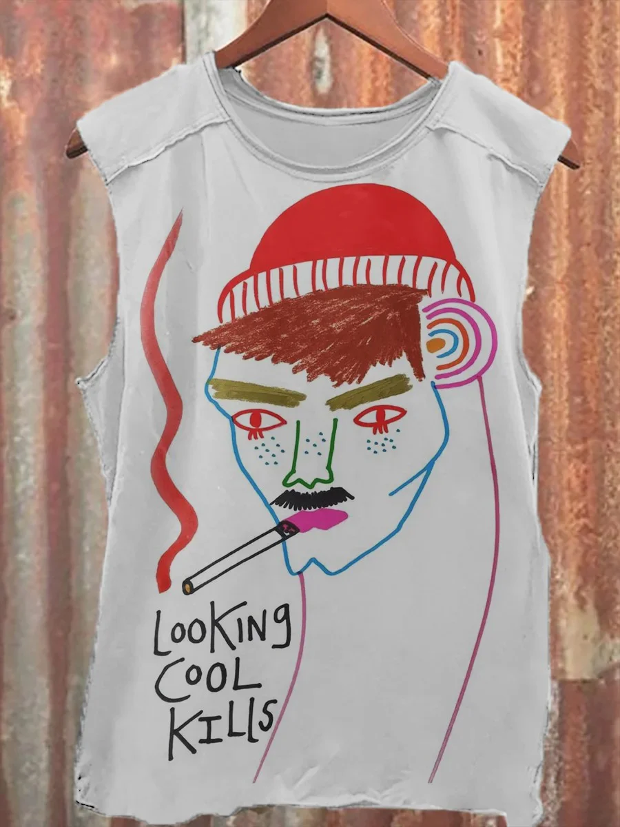 Eagerlys Smoking Print Tank Top Eagerlys