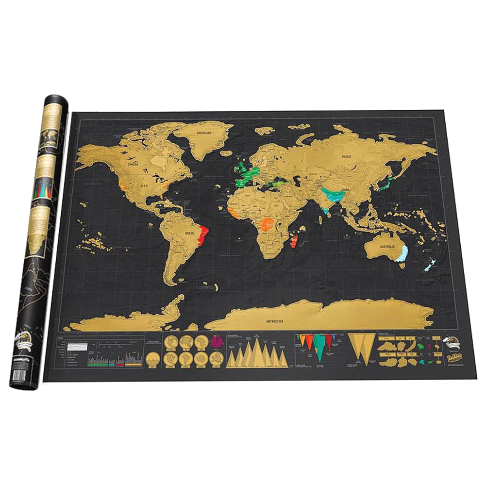 

Erase Scratch Map Copper Foil Stickers World Travel Poster Home Decor, 501 Original