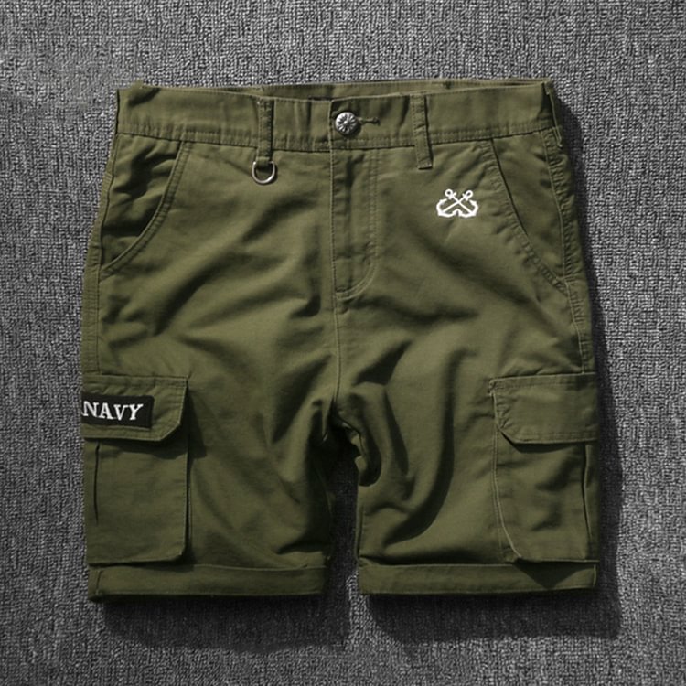 Embroidered Badge Military Multi-pocket Casual Shorts