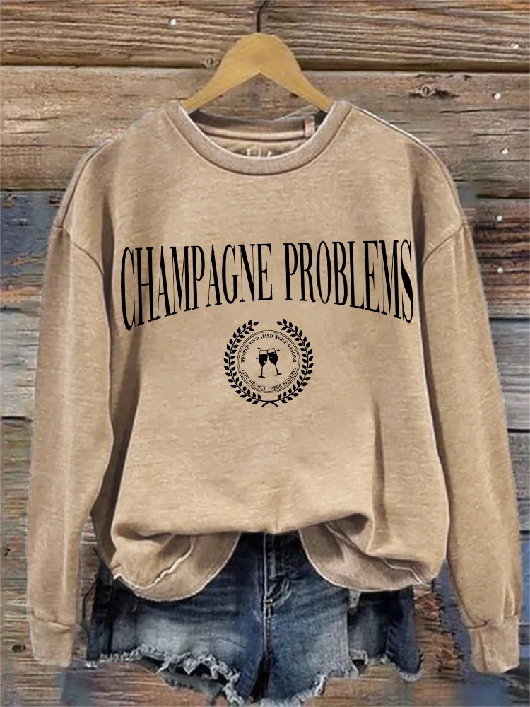 Champagne Problems Graphic Washed Sweatshirt