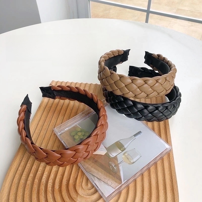 Retro Woven Pu Leather Headband