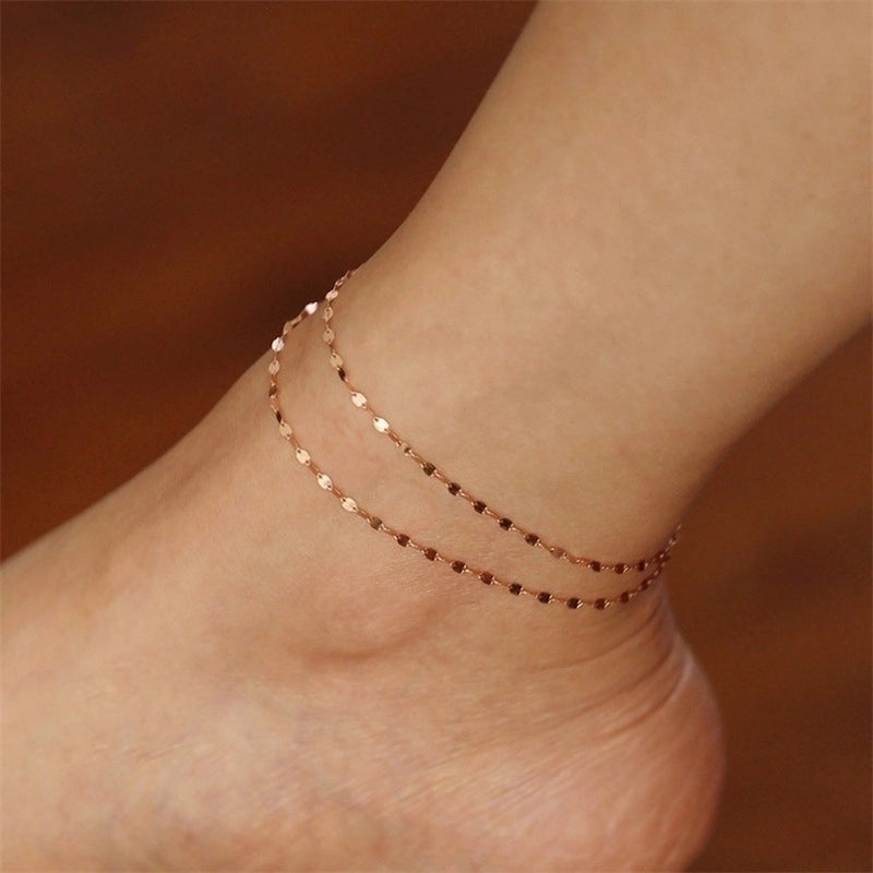 Korean Style Geometric Stainless Steel Plating Inlaid Gold 14K Gold Plated Women’S Anklet