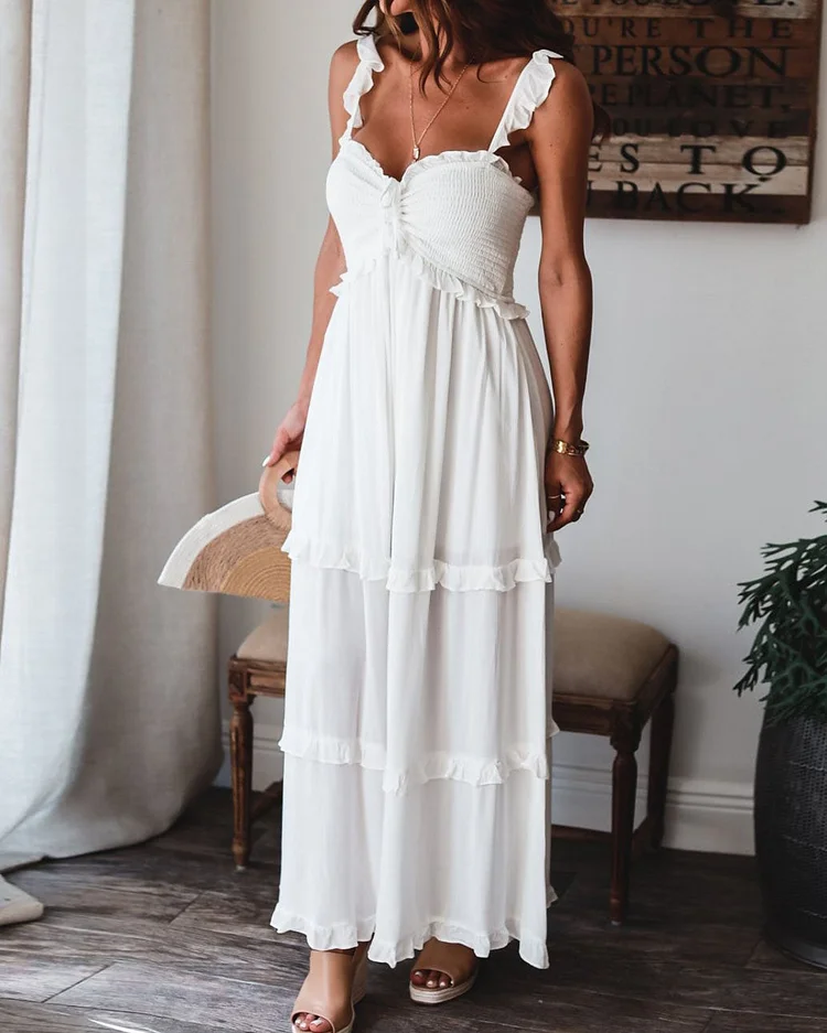 Solid color MIDI dress halter dress