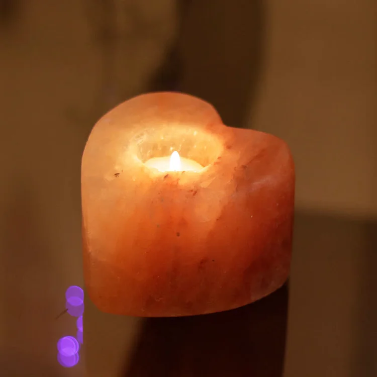 Hand Carved Heart Shape Candle Holder Himalayan Pink Salt Lamp